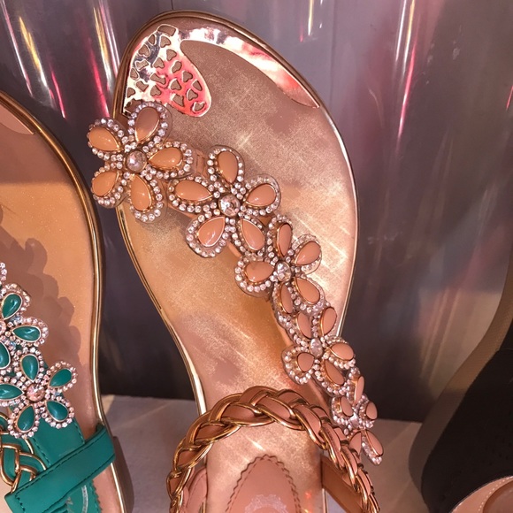 Italina Shoes - BEST SELLER Italina Floral Rhinestone Flat Sandals